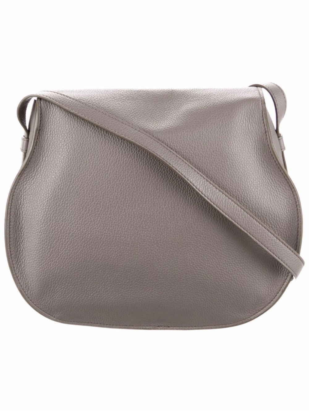 Marcie Large Leather Saddle Bag in Gray - Picture 3 of 4